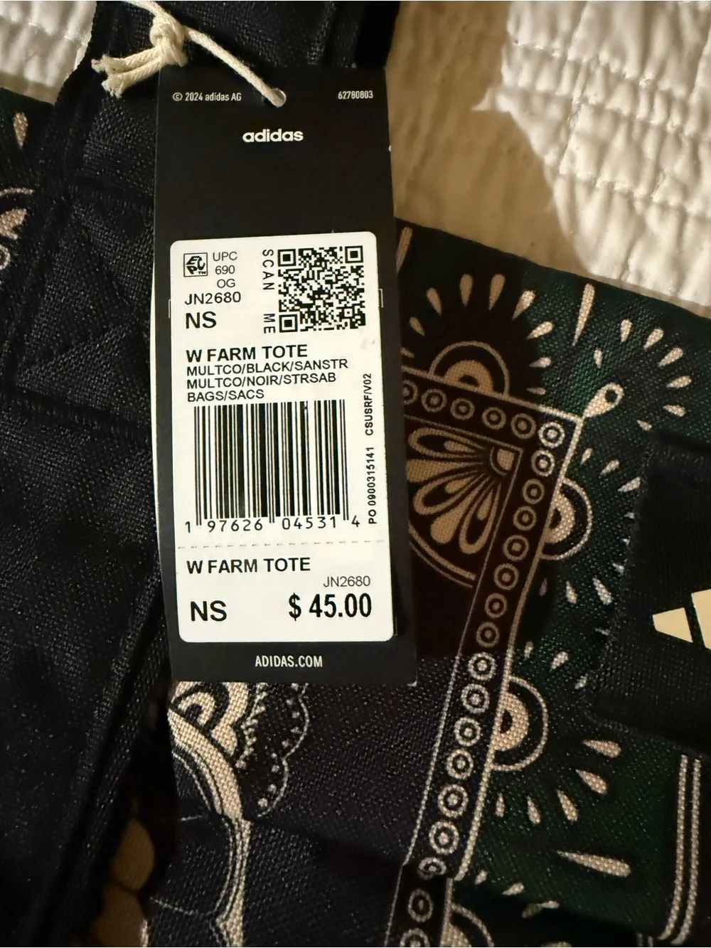 Adidas Farm Rio Green & Black Patterned Tote Bag